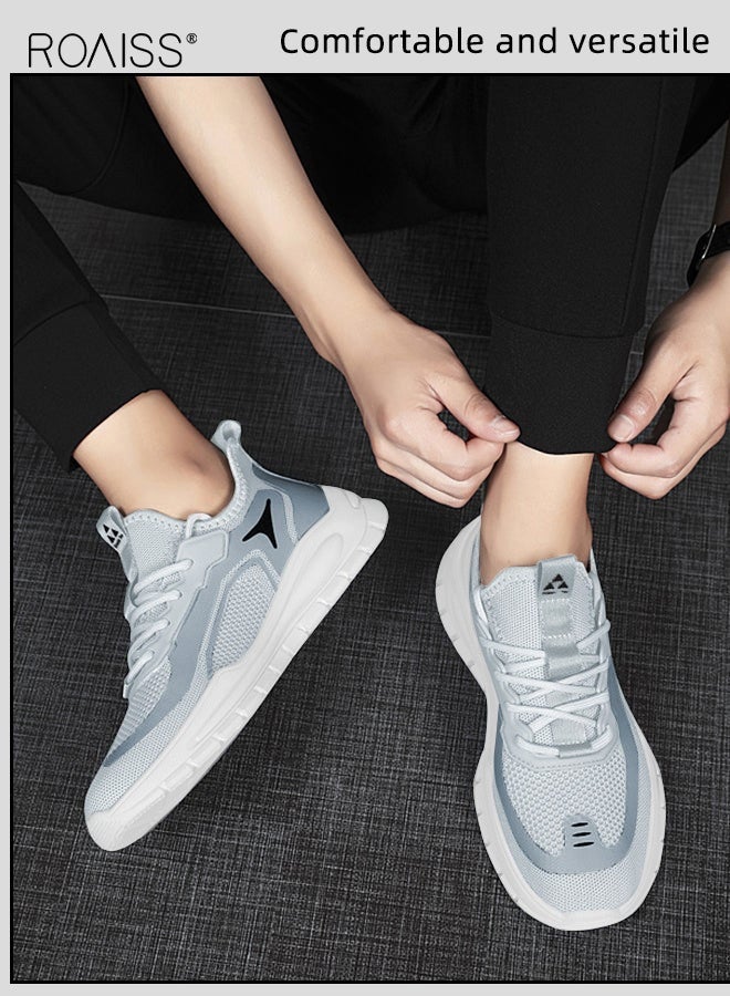 roaiss Men Stylish Sneakers, Lightweight Breathable Trainers for Men, Lace up Non Slip Sports Shoes, Shock Absorbing Athletic Shoes with Soft Lining, Suitable for Daily Wear and Outdoor Activities - Image 2